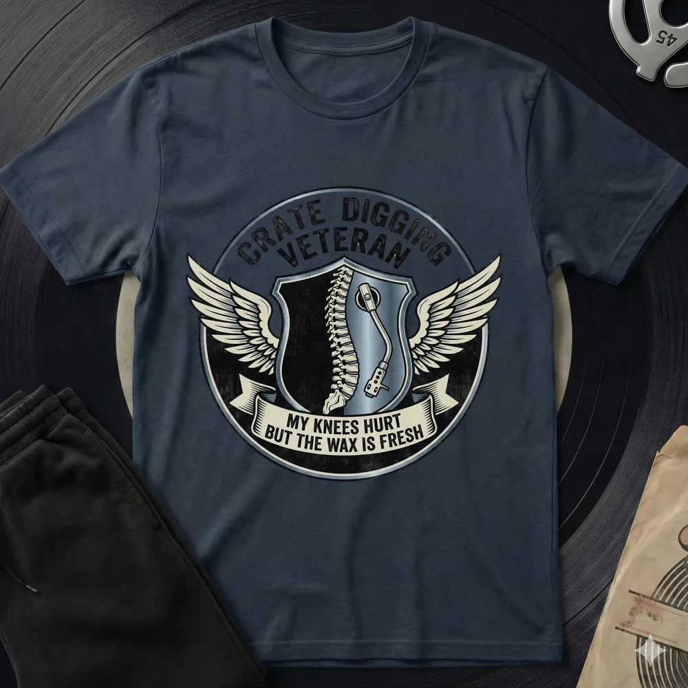 Crate Digging Veteran T-Shirt - Navy