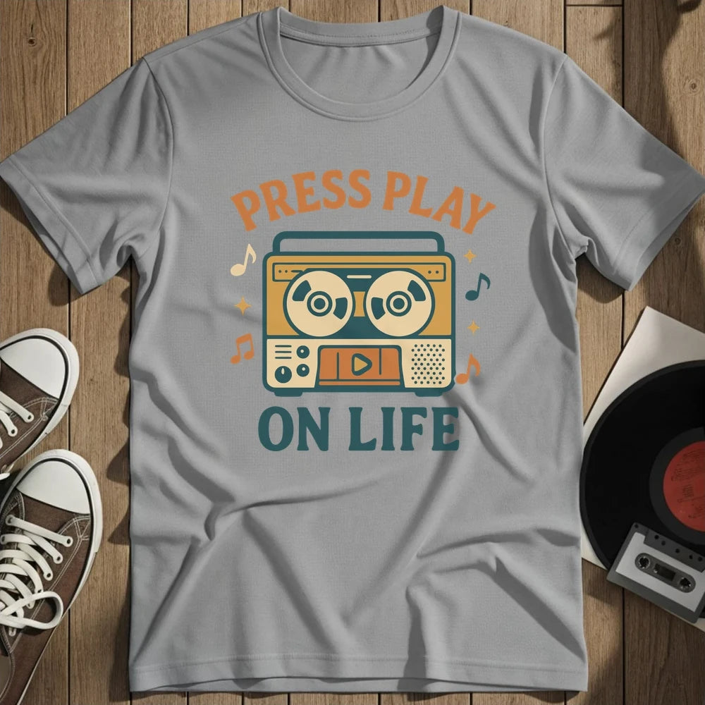 Press Play On Life T-Shirt - Sport Grey