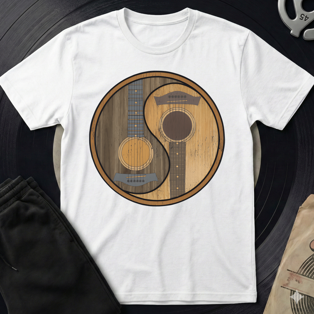 Yin Yang Guitar Base T-Shirt - White