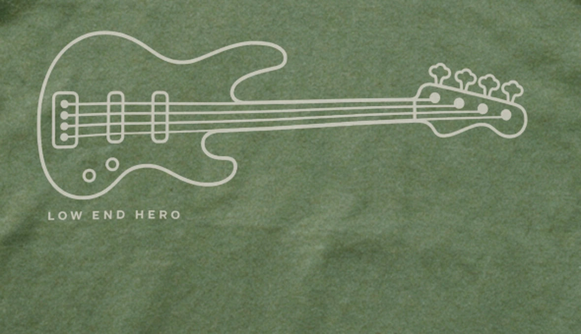 Low End Hero Tee - Military Green close-up print