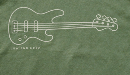 Low End Hero Tee - Military Green close-up print