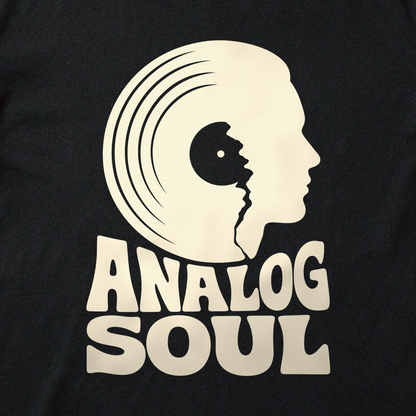 Analog Soul Tee - Black close-up print