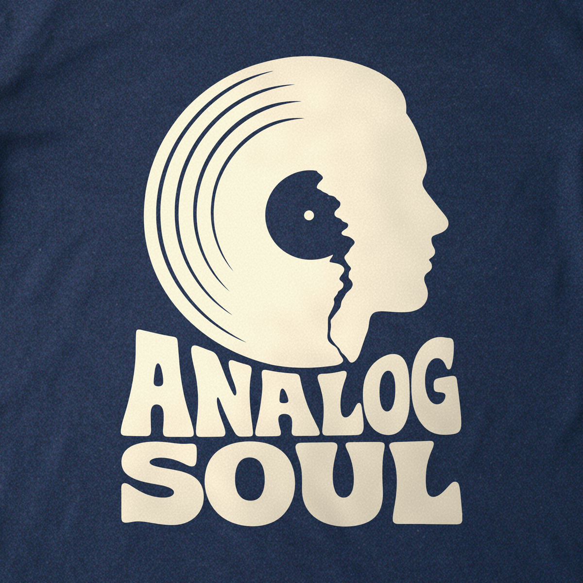 Analog Soul Tee - Navy close-up print