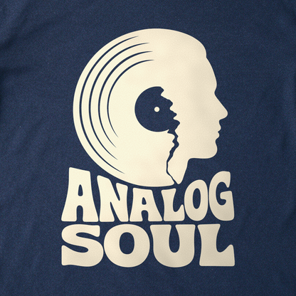 Analog Soul Tee - Navy close-up print