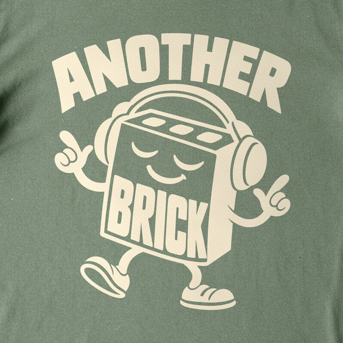 Another Brick Tee - Military Green close-up print