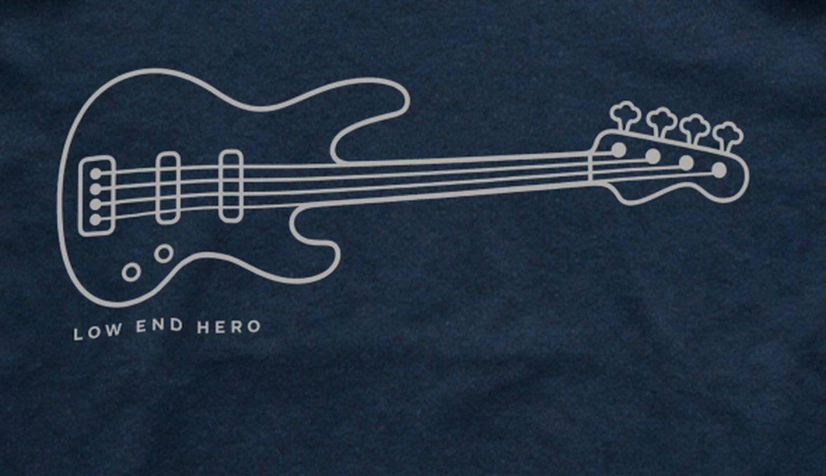 Low End Hero Tee - Navy close-up print