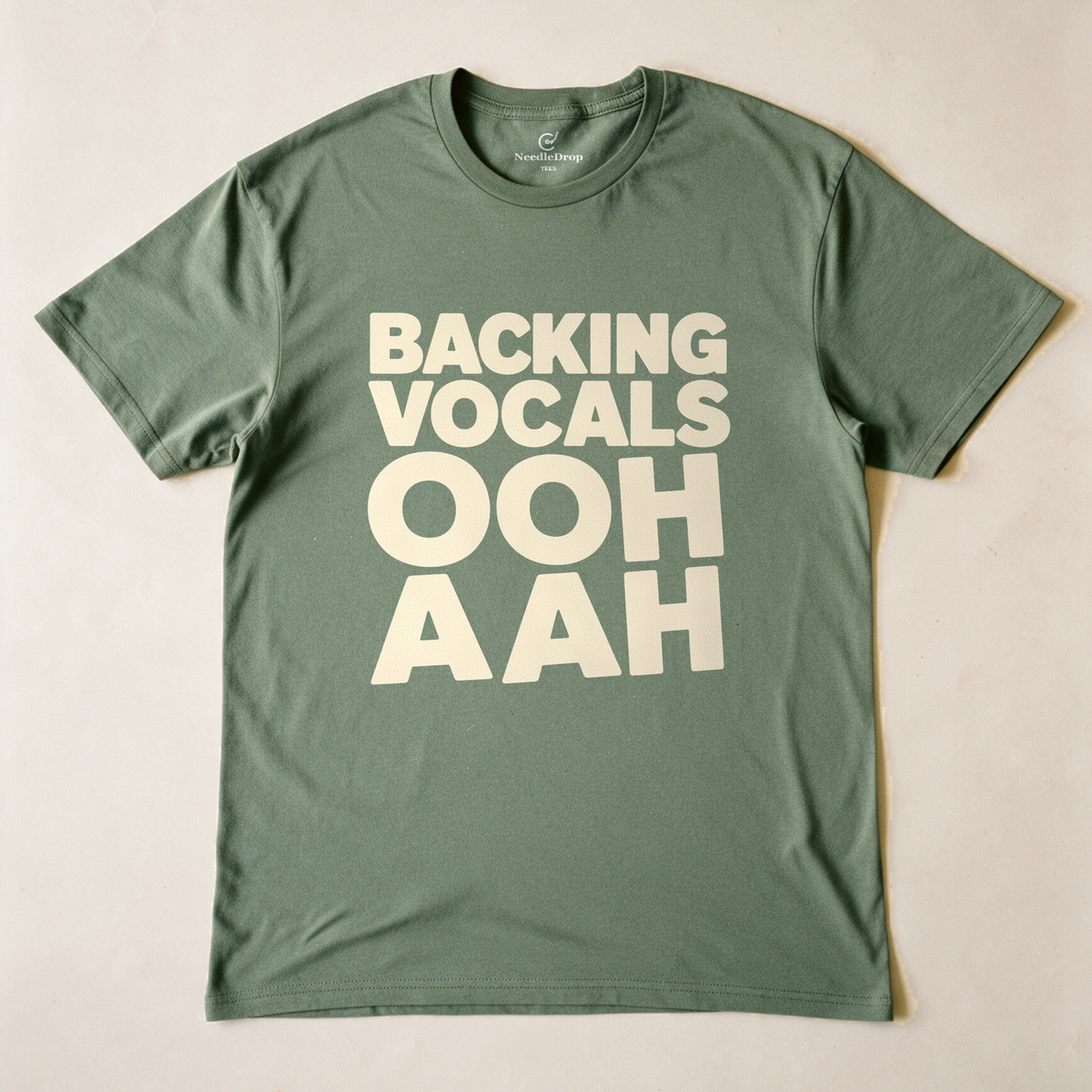 Backing Vocals Tee - Military Green flatlay