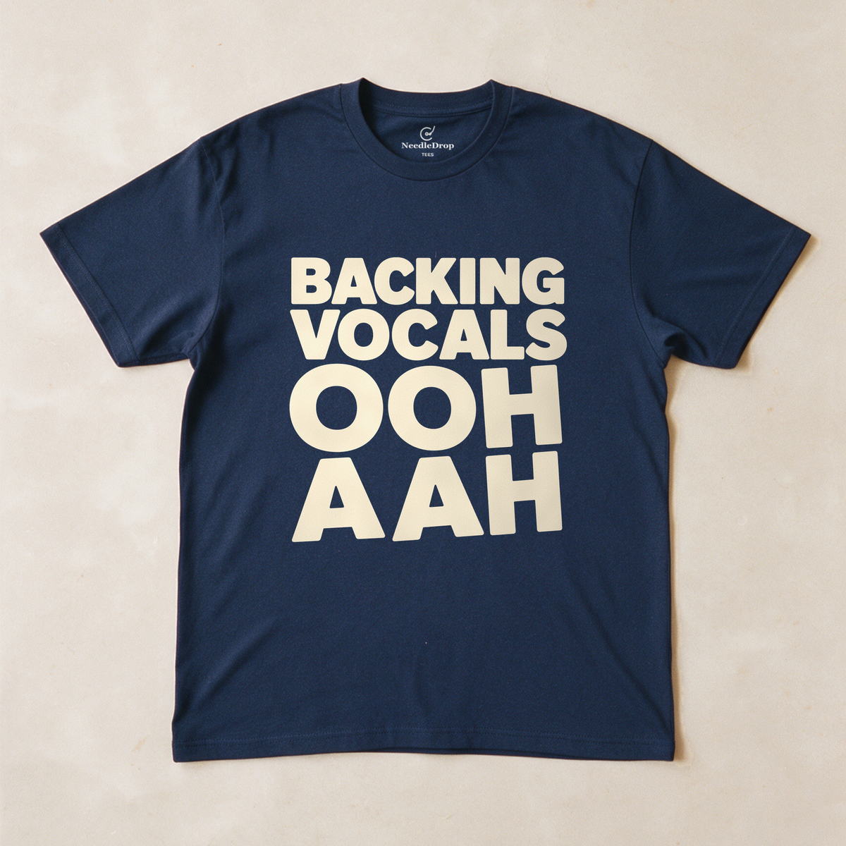 Backing Vocals Tee - Navy flatlay