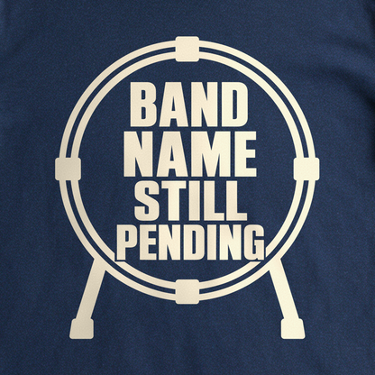 Band Name Still Pending Tee - Navy close-up print