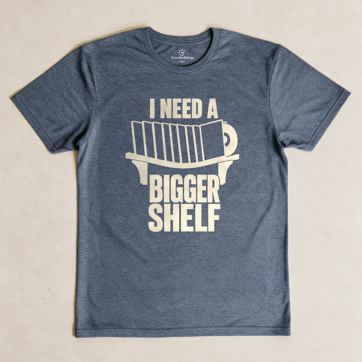 I Need a Bigger Shelf Tee - Dark Heather Grey flatlay