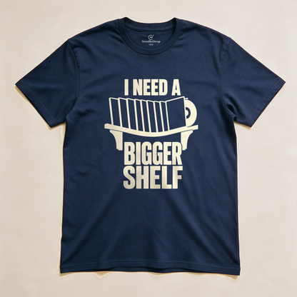 I Need a Bigger Shelf Tee - Navy flatlay