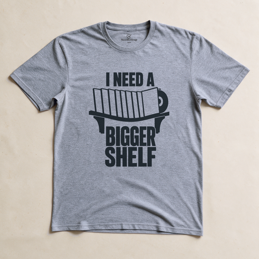 I Need a Bigger Shelf Tee - Sport Grey flatlay
