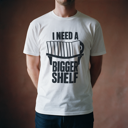 I Need a Bigger Shelf Tee - White draagfoto