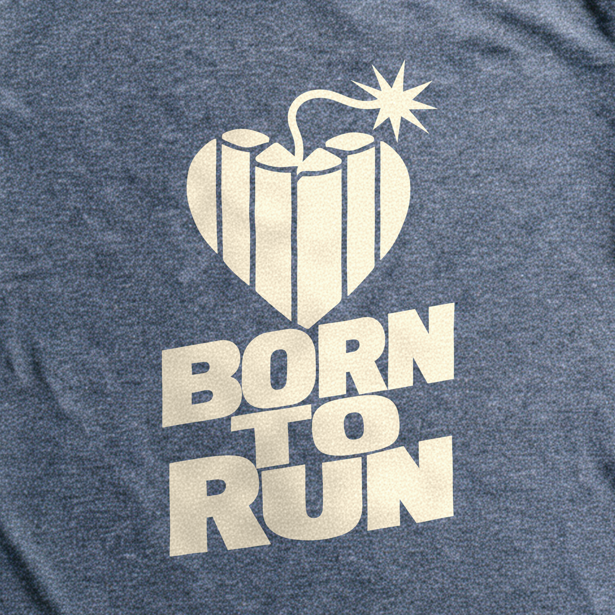 Born to Run Tee - Dark Heather Grey close-up print