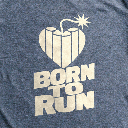 Born to Run Tee - Dark Heather Grey close-up print