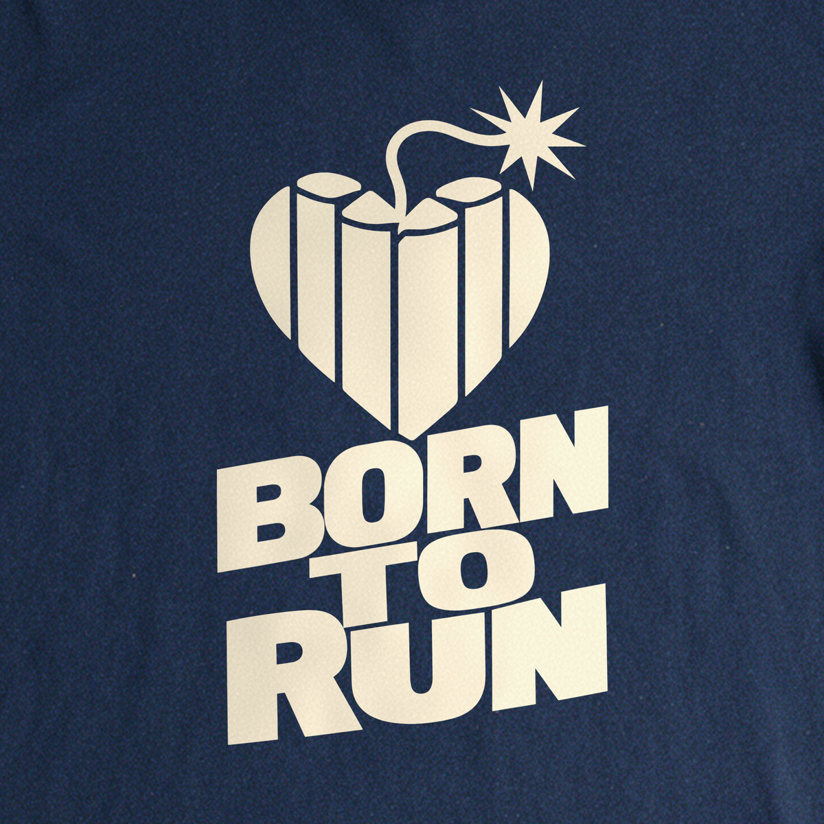 Born to Run Tee - Navy close-up print