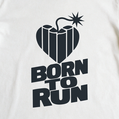 Born to Run Tee - White close-up print
