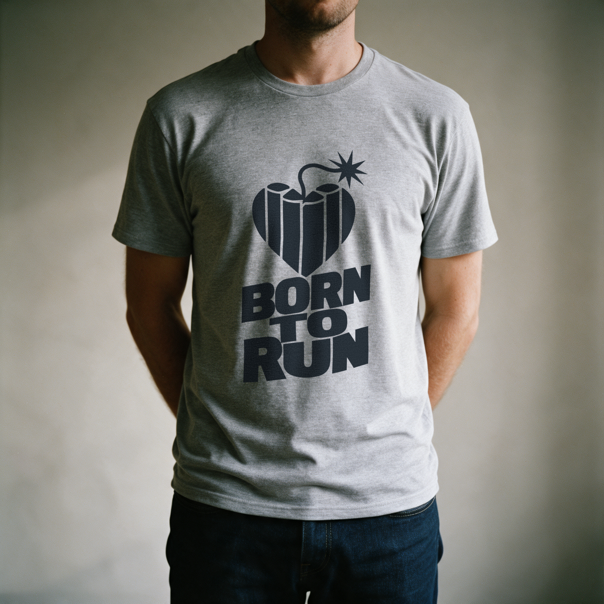 Born to Run Tee - Sport Grey draagfoto