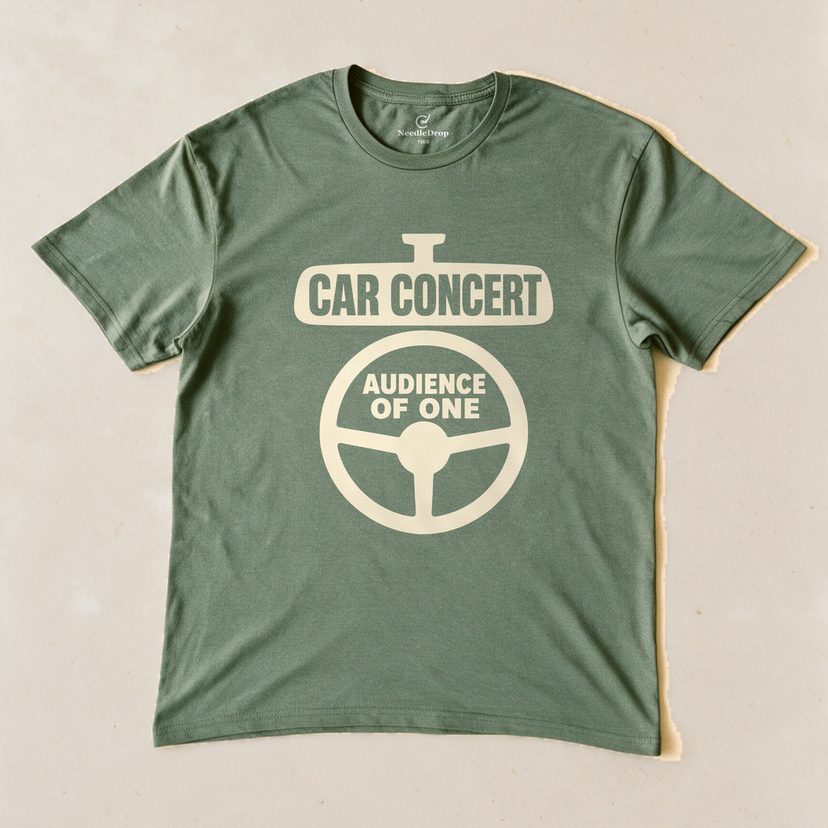 Car Concert, Audience of One Tee - Military Green flatlay