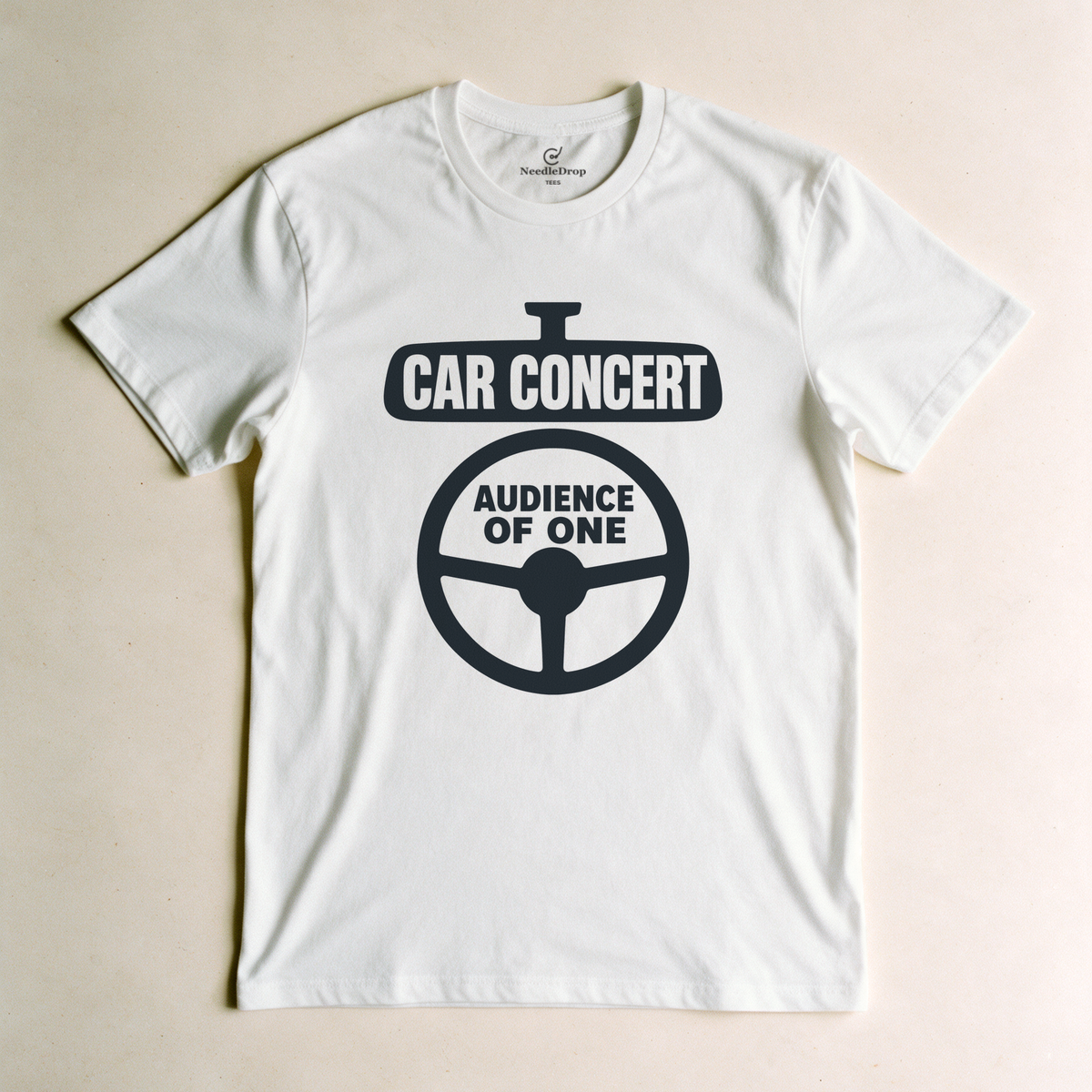 Car Concert, Audience of One Tee - White flatlay