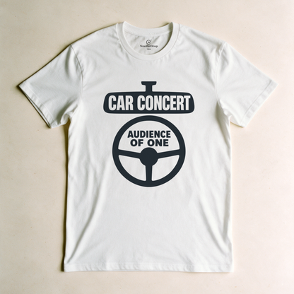 Car Concert, Audience of One Tee - White flatlay