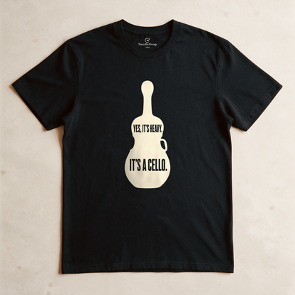Yes, It's Heavy. It's a Cello. Tee - Black flatlay