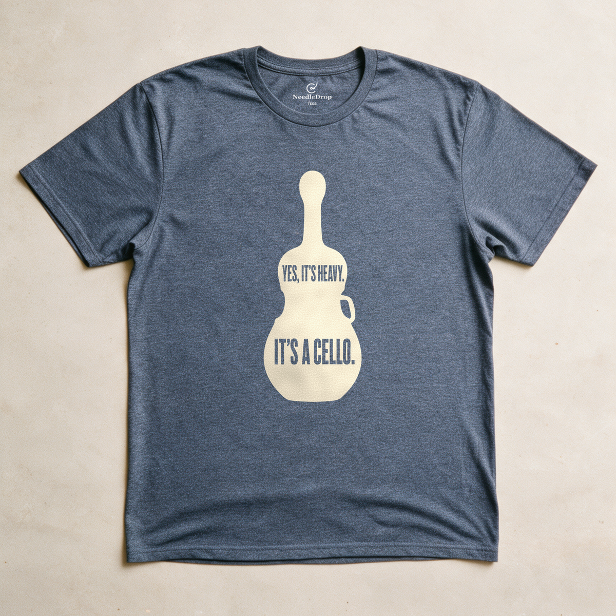 Yes, It's Heavy. It's a Cello. Tee - Dark Heather Grey flatlay