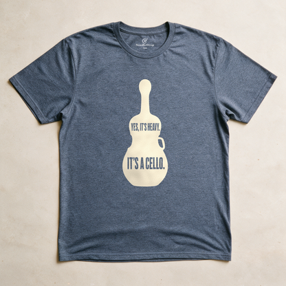 Yes, It's Heavy. It's a Cello. Tee - Dark Heather Grey flatlay