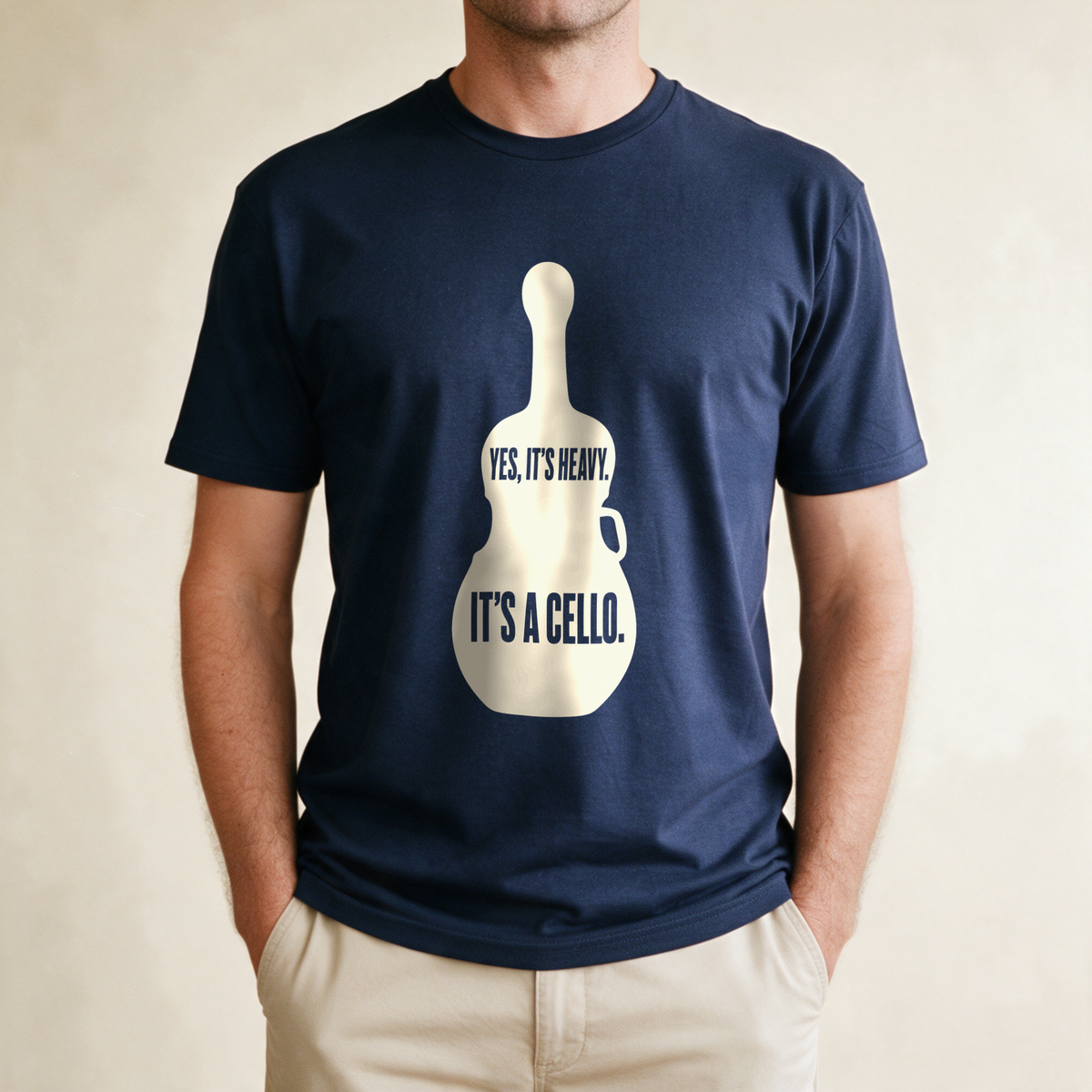 Yes, It's Heavy. It's a Cello. Tee - Navy draagfoto