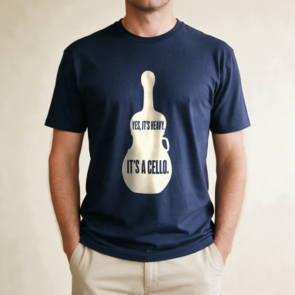 Yes, It's Heavy. It's a Cello. Tee - Navy draagfoto