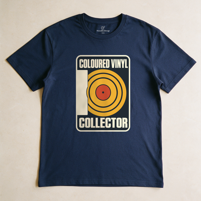 Coloured Vinyl Collector Tee - Navy flatlay