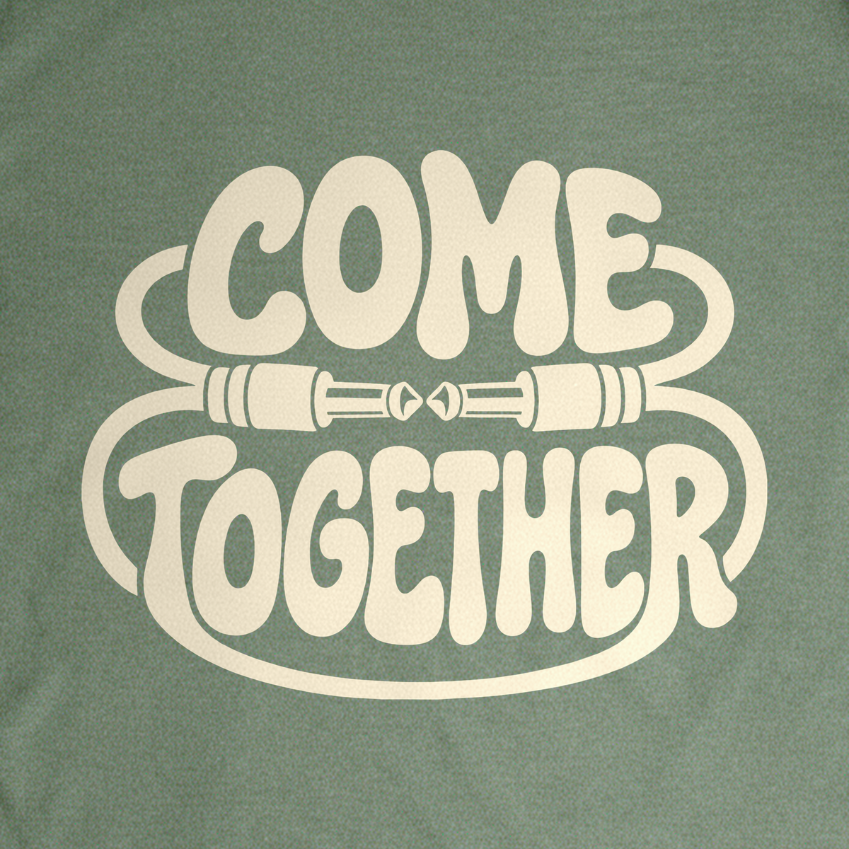 Come Together Tee - Military Green close-up print