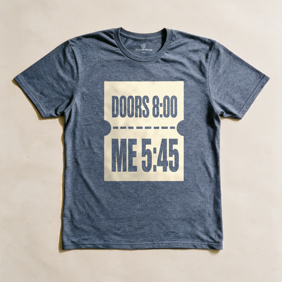 Doors 8:00 Me 5:45 Tee - Dark Heather Grey flatlay