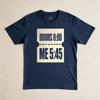 Doors 8:00 Me 5:45 Tee - Navy flatlay