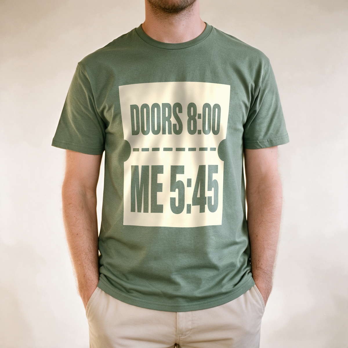 Doors 8:00 Me 5:45 Tee - Military Green draagfoto