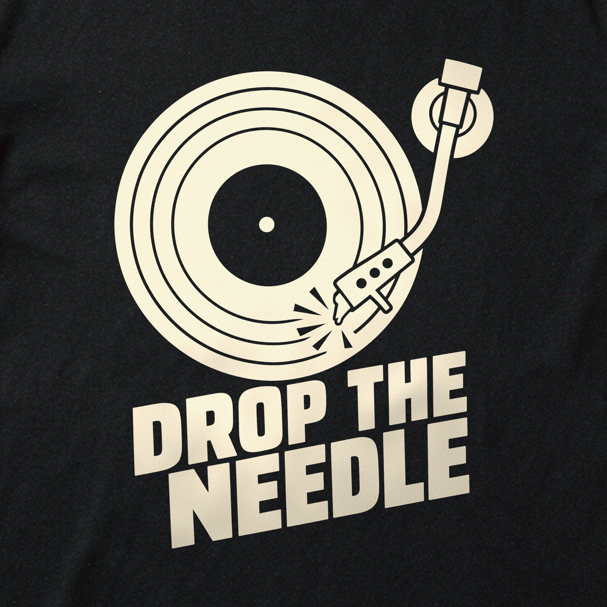 Drop the Needle Tee - Black close-up print