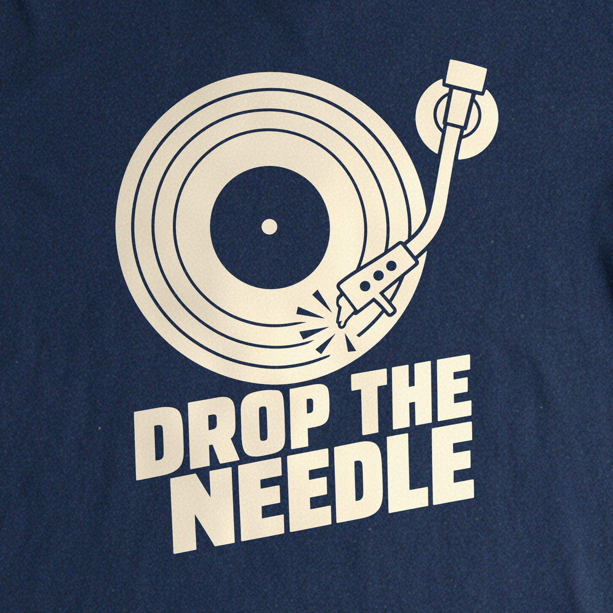 Drop the Needle Tee - Navy close-up print