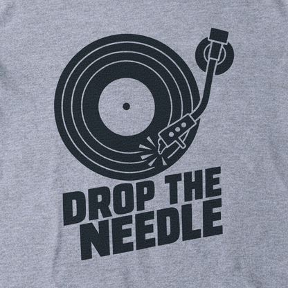 Drop the Needle Tee - Sport Grey close-up print
