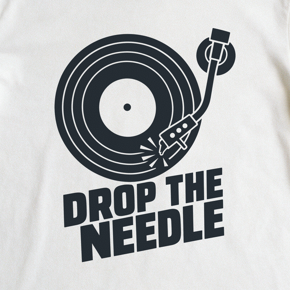 Drop the Needle Tee - White close-up print