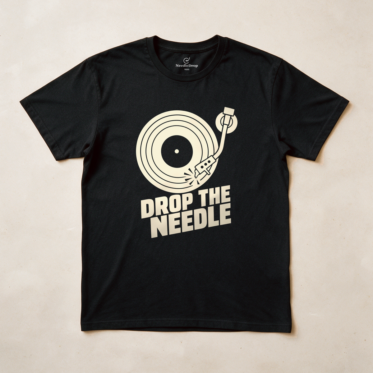 Drop the Needle Tee - Black flatlay