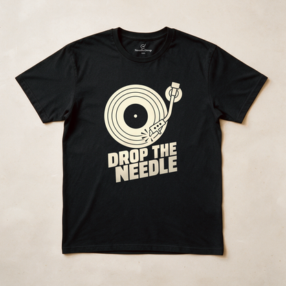 Drop the Needle Tee - Black flatlay