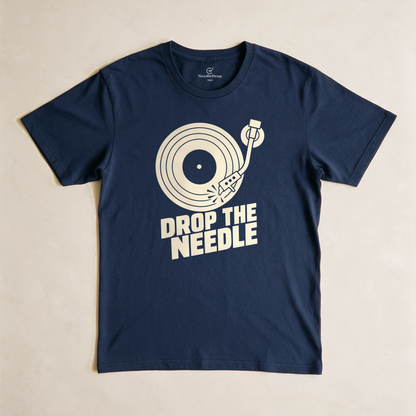 Drop the Needle Tee - Navy flatlay