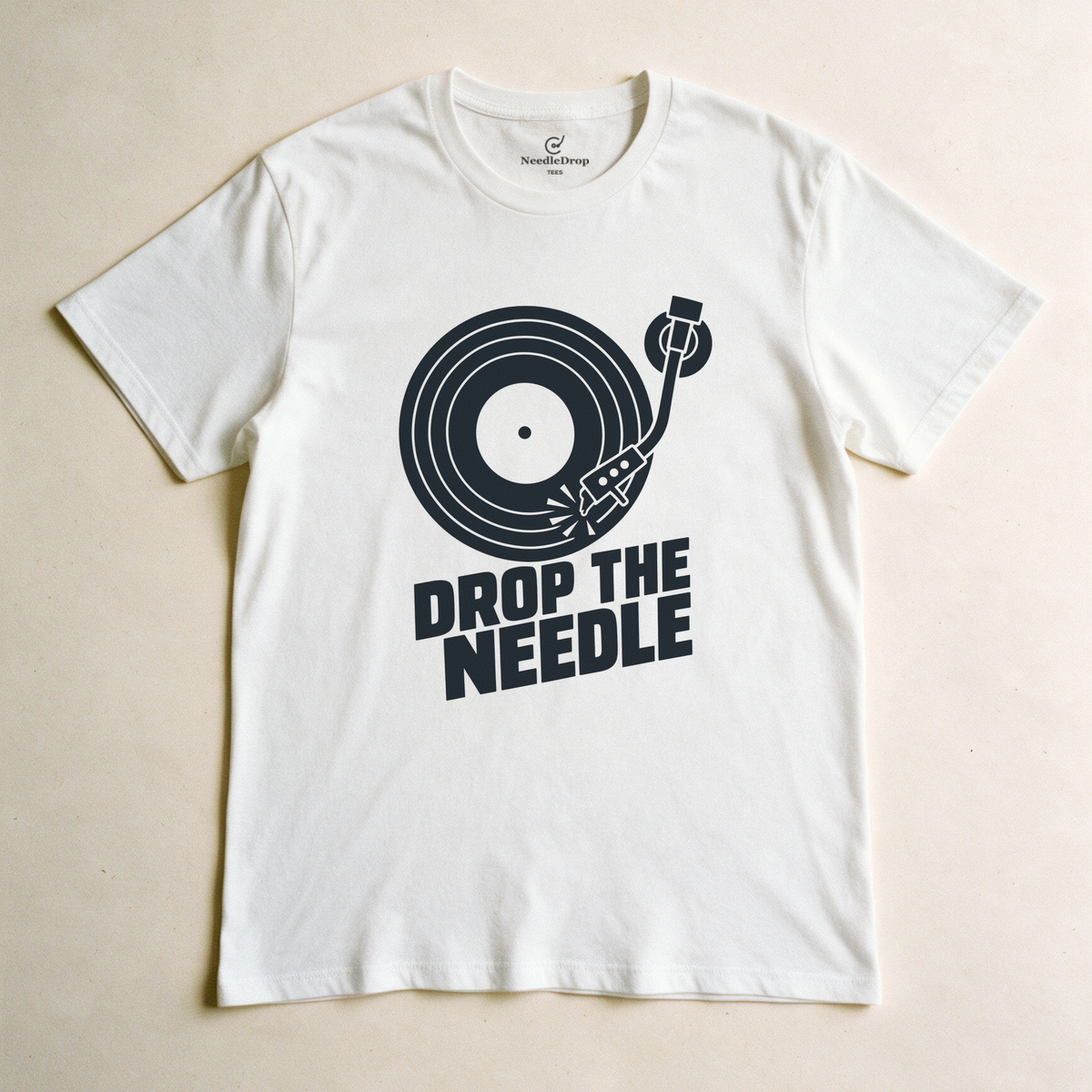 Drop the Needle Tee - White flatlay