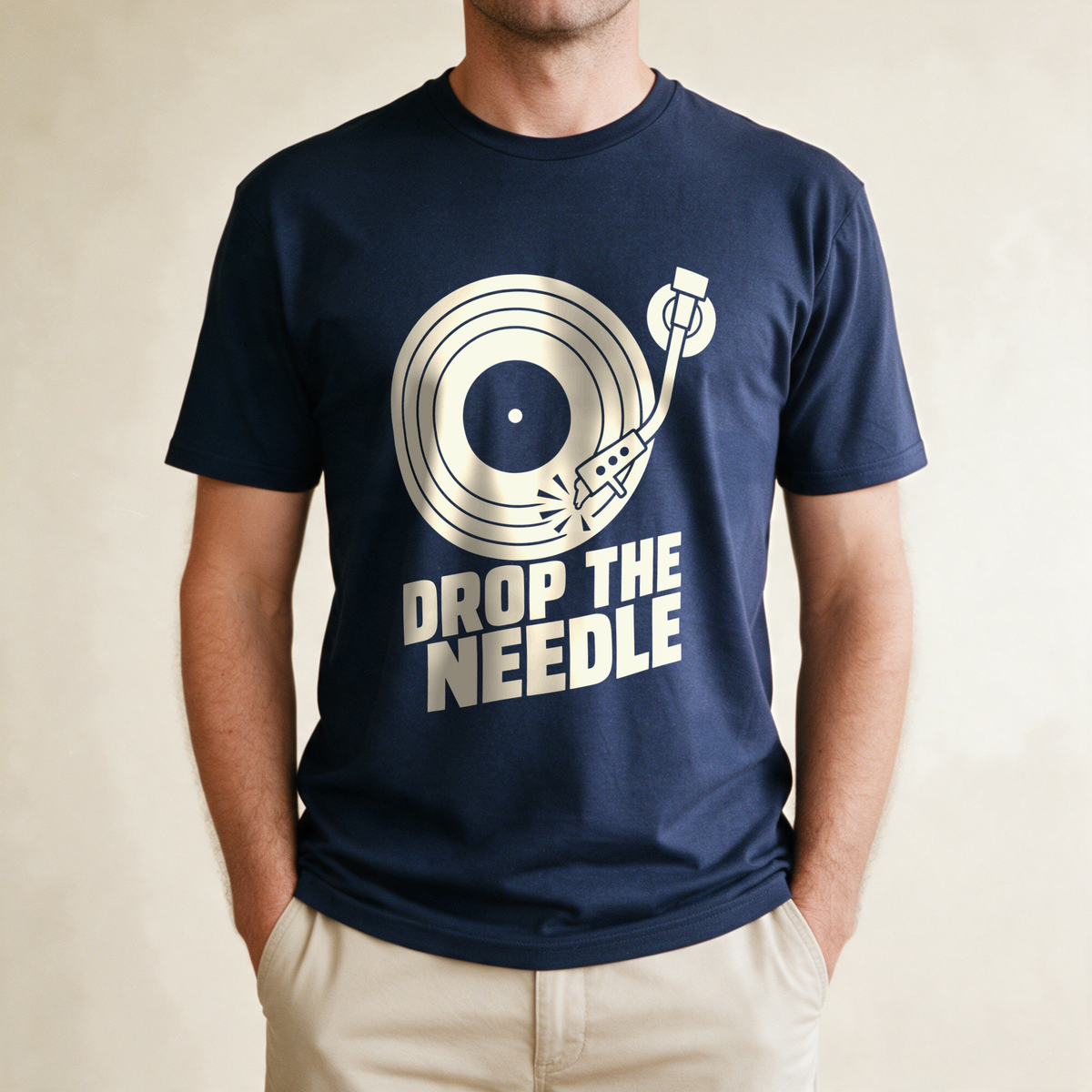 Drop the Needle Tee - Navy draagfoto
