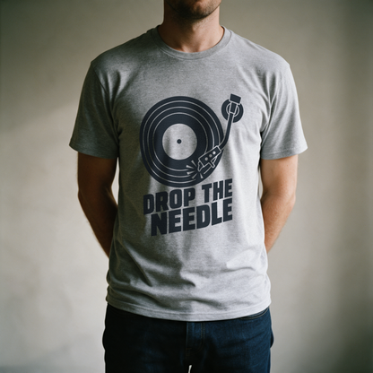 Drop the Needle Tee - Sport Grey draagfoto