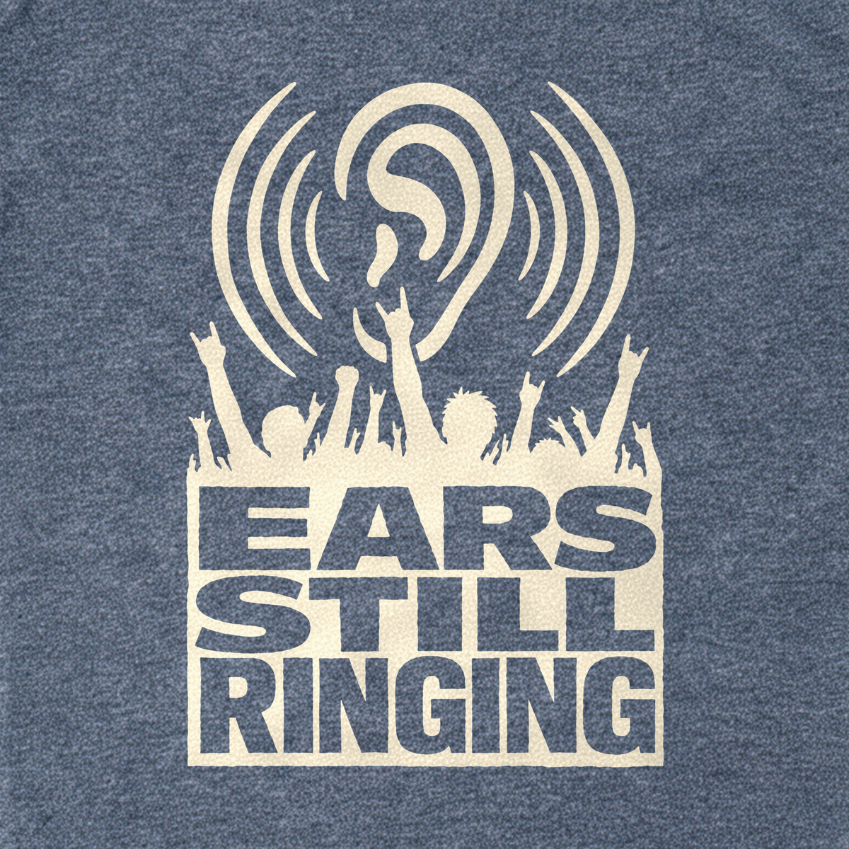 Ears Still Ringing Tee - Dark Heather Grey close-up print