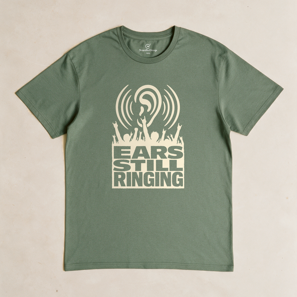 Ears Still Ringing Tee - Military Green flatlay