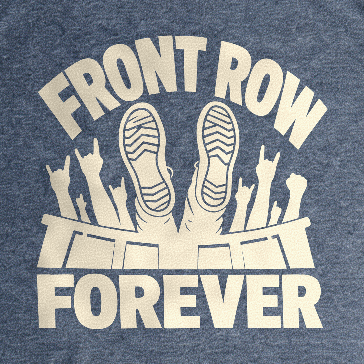 Front Row Forever Tee - Dark Heather Grey close-up print