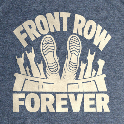 Front Row Forever Tee - Dark Heather Grey close-up print