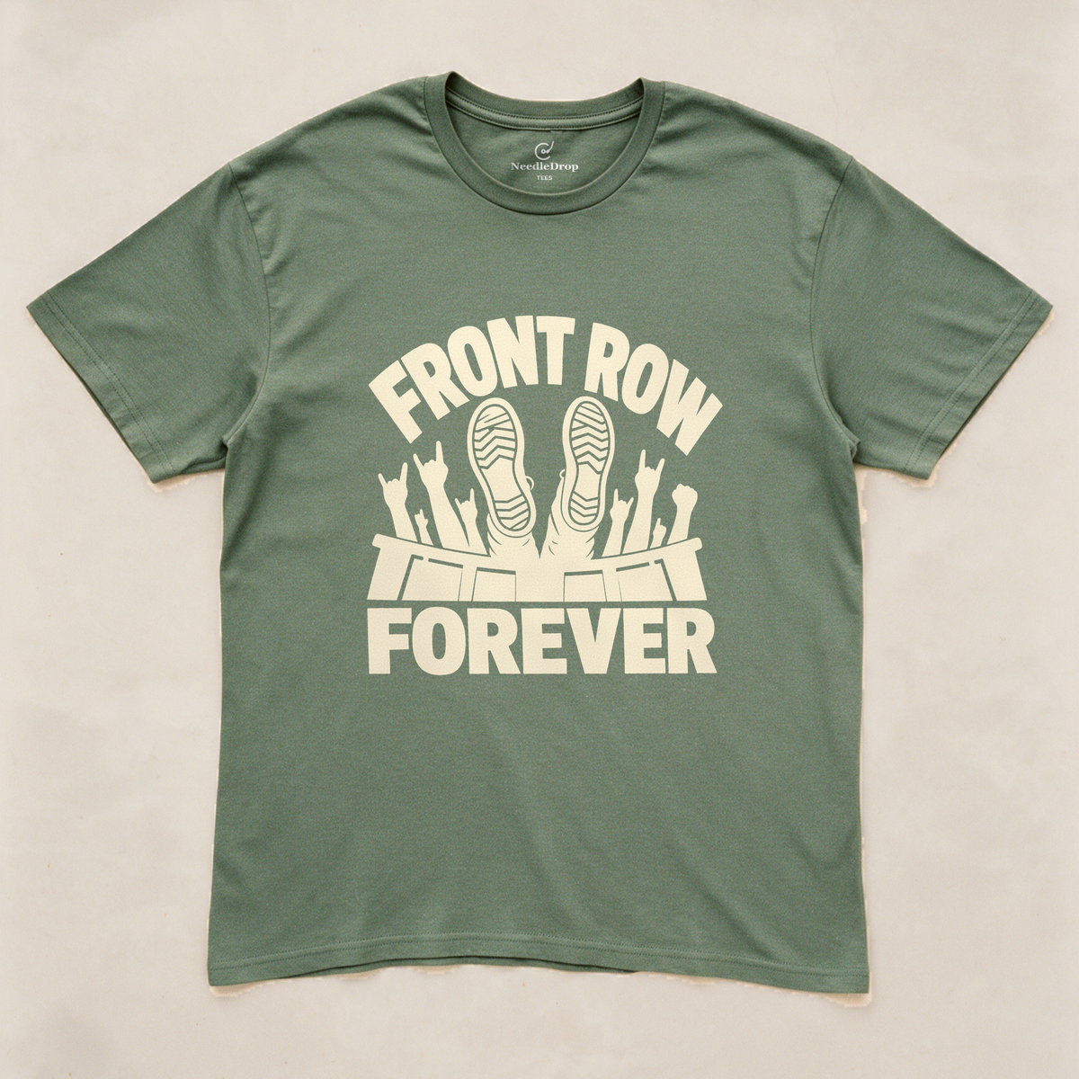Front Row Forever Tee - Military Green flatlay